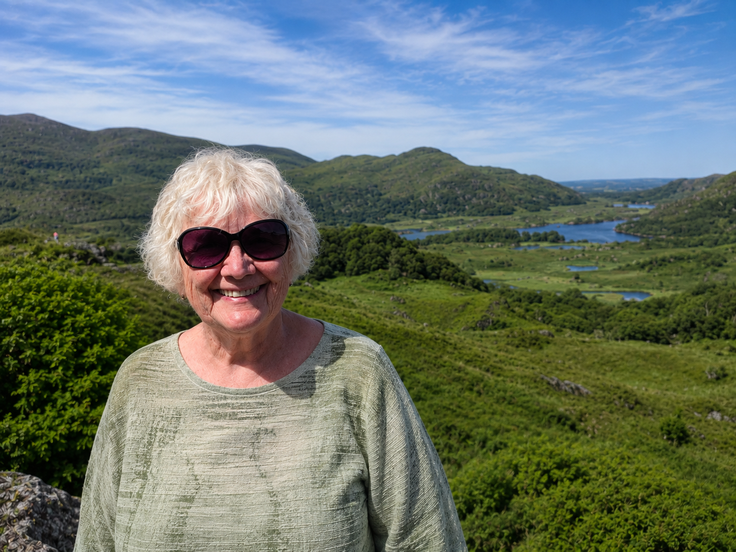 Sharon Hess overlooking the Irish countryside